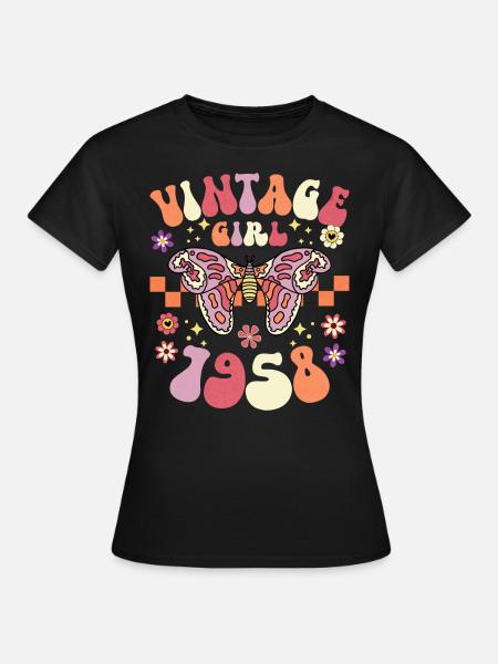 Groovy und Retro 1958 Frau 65 Jahre Geburtstag - Frauen T-Shirt - Schwarz