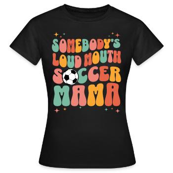 Humorous phrase mom football player - Women's T-Shirt - black - Front - AI Model Female 172 dark (172cm)