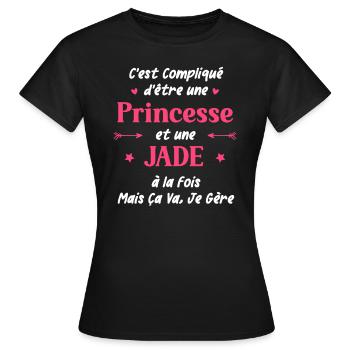 C'est compliqué d'être une princesse et Jade - T-shirt Femme - noir - Devant - AI Model Female 172 dark (172cm)