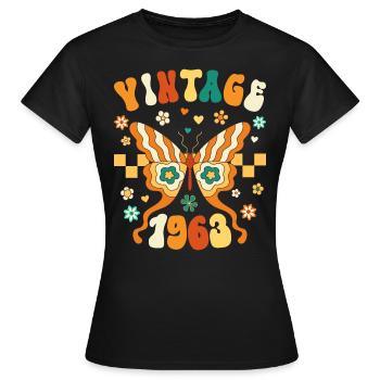 Rétro Groovy 1963 Femme 60 Ans Anniversaire - T-shirt Femme - noir - Devant - AI Model Female 172 dark (172cm)