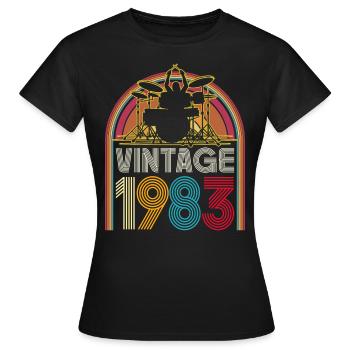 Jahrgang 1983 Musiker Schlagzeuger 40 Jahre Jubiläum - Frauen T-Shirt - Schwarz - Vorne - AI Model Female 172 dark (172cm)