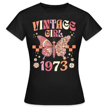 Fête Anniversaire Femme 1973 50 Ans Anniversaire - T-shirt Femme - noir - Devant - AI Model Female 172 dark (172cm)