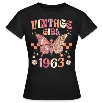 Fête Anniversaire Femme 1963 60 Ans Anniversaire - T-shirt Femme - noir - Devant - AI Model Female 172 dark (172cm)