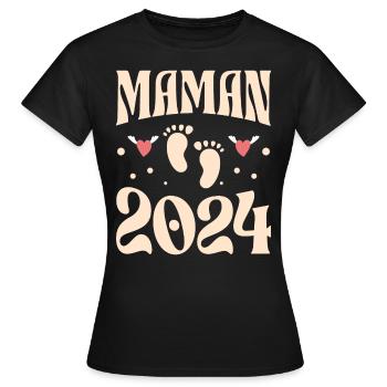 Future Naissance Grossesse Future Maman 2024 - T-shirt Femme - noir - Devant - AI Model Female 172 dark (172cm)