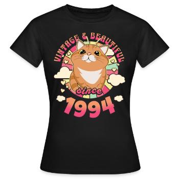 Gorgeous Vintage Woman 1994 30 Years Anniversary - Women's T-Shirt - black - Front - AI Model Female 172 dark (172cm)