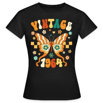 Rétro Groovy 1964 Femme 60 Ans Anniversaire - T-shirt Femme - noir - Devant - AI Model Female 172 dark (172cm)