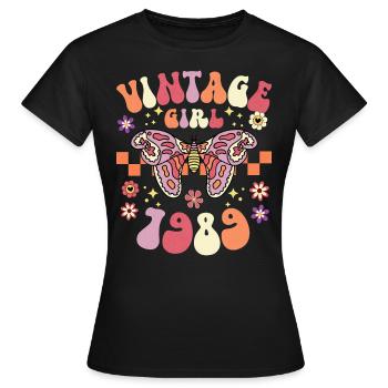 Vintage Year 1989 Birthday Party Woman 35 Years - Women's T-Shirt - black - Front - AI Model Female 172 dark (172cm)