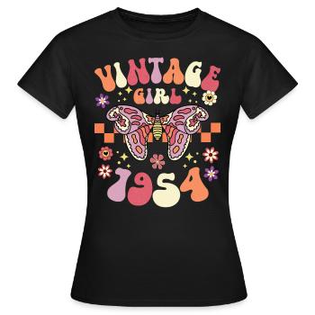 Vintage Year 1954 Birthday Party Woman 70 Years - Women's T-Shirt - black - Front - AI Model Female 172 dark (172cm)