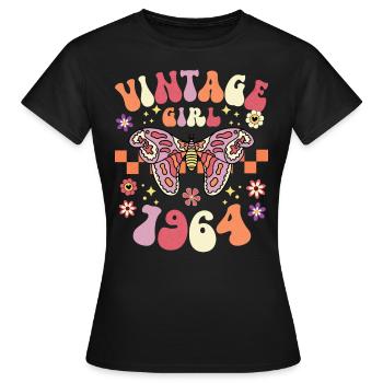 Vintage Année 1964 Fête Anniversaire Femme 60 Ans - T-shirt Femme - noir - Devant - AI Model Female 172 dark (172cm)