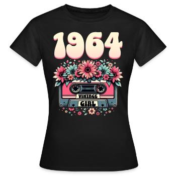 Cassette Année 1964 Anniversaire Femme 60 Ans - T-shirt Femme - noir - Devant - AI Model Female 172 dark (172cm)