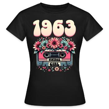 Cassette Année 1963 Anniversaire Femme 60 Ans - T-shirt Femme - noir - Devant - AI Model Female 172 dark (172cm)