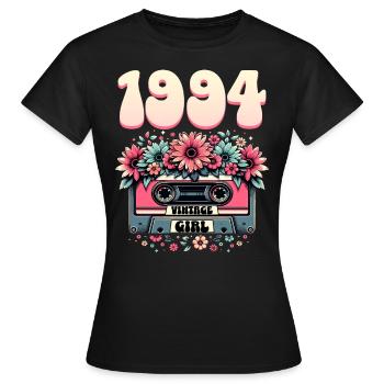 Cassette Année 1994 Anniversaire Femme 30 Ans - T-shirt Femme - noir - Devant - AI Model Female 172 dark (172cm)