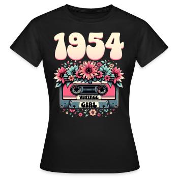 Cassette Year 1954 Birthday Woman 70 Years - Women's T-Shirt - black - Front - AI Model Female 172 dark (172cm)