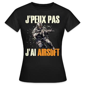 Je Peux Pas J'Ai Airsoft Humour Airsofteur - T-shirt Femme - noir - Devant - AI Model Female 172 dark (172cm)