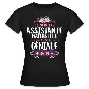 Édition Limitée assistante maternelle Géniale - T-shirt Femme - noir - Devant - AI Model Female 172 dark (172cm)