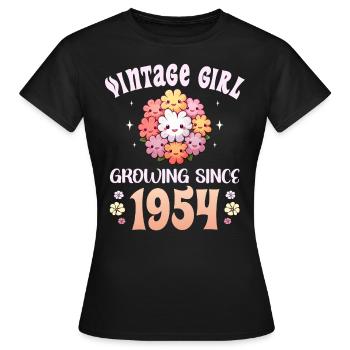 Vintage Year 1954 Birthday Woman 70 Years Old - Women's T-Shirt - black - Front - AI Model Female 172 dark (172cm)