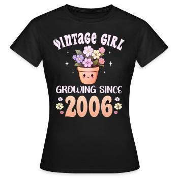 Vintage Year 2006 Birthday Woman 18 Years Old - Women's T-Shirt - black - Front - AI Model Female 172 dark (172cm)