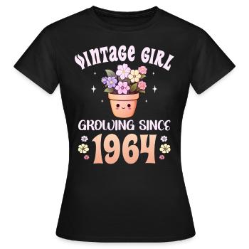 Vintage Year 1964 Birthday Woman 60 Years - Women's T-Shirt - black - Front - AI Model Female 172 dark (172cm)