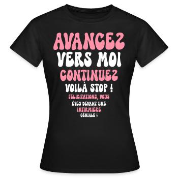 Humour Super Cadeau Pour Infirmière - T-shirt Femme - noir - Devant - AI Model Female 172 dark (172cm)
