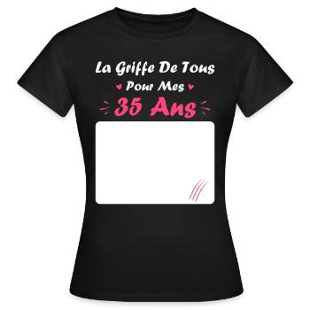 la griffe de tous pour mes 35 Ans - T-shirt Femme - noir - Devant - AI Model Female 172 dark (172cm)