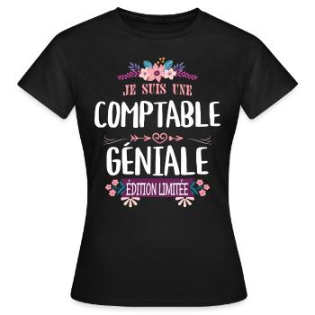 Femme Édition Limitée Comptable Géniale - T-shirt Femme - noir - Devant - AI Model Female 172 dark (172cm)