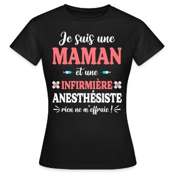 Humour Mère Maman Infirmière Anesthésiste - T-shirt Femme - noir - Devant - AI Model Female 172 dark (172cm)