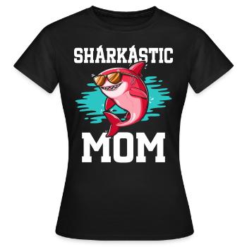 Sharkastic Mutter Hai Witz Sarkastische Mutter - Frauen T-Shirt - Schwarz - Vorne - AI Model Female 172 dark (172cm)