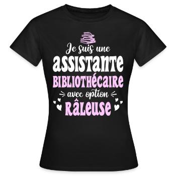 Humour Assistante Bibliothécaire Râleuse - T-shirt Femme - noir - Devant - AI Model Female 172 dark (172cm)