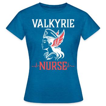 Wikingerin Krankenschwester Walküre - Frauen T-Shirt - Antikblaues Saphir meliert - Vorne - AI Model Female 172 dark (172cm)
