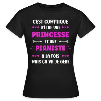 pianiste - T-shirt Femme - noir - Devant - AI Model Female 172 dark (172cm)