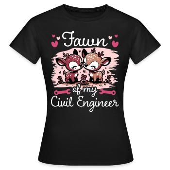 Faon Amour Couple Ingénieur Génie Civil - T-shirt Femme - noir - Devant - AI Model Female 172 dark (172cm)