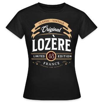 Vintage Lozère Département France - T-shirt Femme - noir - Devant - AI Model Female 172 dark (172cm)