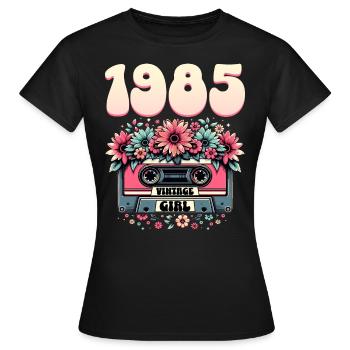 1985 Jubiläumskassette Frau 40 Jahre - Frauen T-Shirt - Schwarz - Vorne - AI Model Female 172 dark (172cm)
