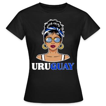 Uruguay Flagge Uruguay - Damen - Frauen T-Shirt - Schwarz - Vorne - AI Model Female 172 dark (172cm)