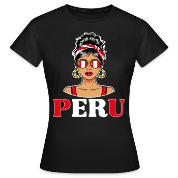 Peru Flag Peruvian Women - Women's T-Shirt - black - Front - AI Model Female 172 dark (172cm)