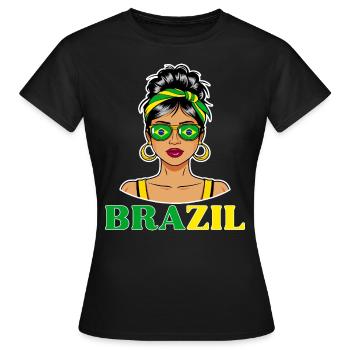 Brasilien Flagge Brasilianische Frauen - Frauen T-Shirt - Schwarz - Vorne - AI Model Female 172 dark (172cm)