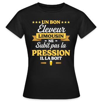 Éleveur Limousin Humour Éleveur - T-shirt Femme - noir - Devant - AI Model Female 172 dark (172cm)