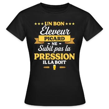 Éleveur Picard Picardie Éleveur - T-shirt Femme - noir - Devant - AI Model Female 172 dark (172cm)