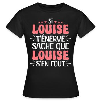 Nom Humour Prénom Personnalisé Louise - T-shirt Femme - noir - Devant - AI Model Female 172 dark (172cm)