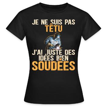I'm not stubborn humor welder - Women's T-Shirt - black - Front - AI Model Female 172 dark (172cm)