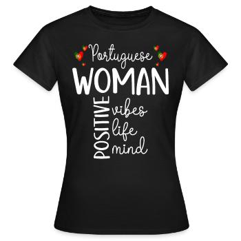 Fille Positive Femme Portugaise - T-shirt Femme - noir - Devant - AI Model Female 172 dark (172cm)