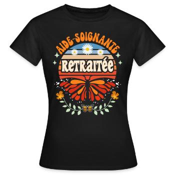 Retro Cadeau Retraite Aide-Soignante - T-shirt Femme - noir - Devant - AI Model Female 172 dark (172cm)