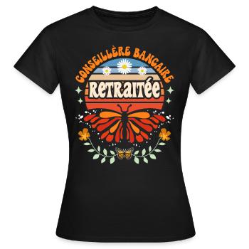 Cadeau Retraite Conseillère Bancaire - T-shirt Femme - noir - Devant - AI Model Female 172 dark (172cm)