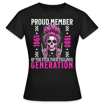 Woman Skull Humor Generation X - Women's T-Shirt - black - Front - AI Model Female 172 dark (172cm)
