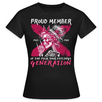 Woman Skull Humor Generation X - Women's T-Shirt - black - Front - AI Model Female 172 dark (172cm)