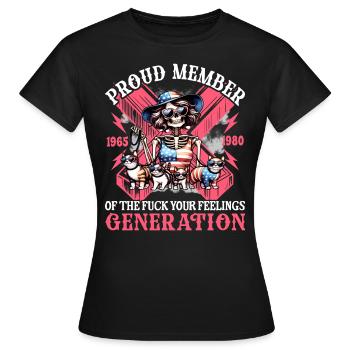 Cat Wife Humor Generation X - Women's T-Shirt - black - Front - AI Model Female 172 dark (172cm)