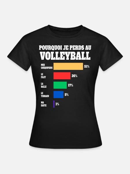 Maillot Humour Joueur Volleyball - T-shirt Femme - noir