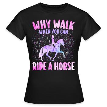 Équitation Cheval Fille Femme Cavalière - T-shirt Femme - noir - Devant - AI Model Female 172 dark (172cm)