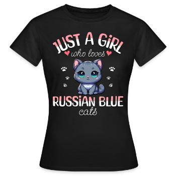 Fille Adore Chat Bleu Russe - T-shirt Femme - noir - Devant - AI Model Female 172 dark (172cm)