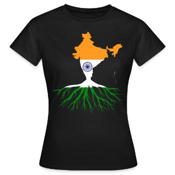 Indian Roots Indian Flag - Women's T-Shirt - black - Front - AI Model Female 172 dark (172cm)
